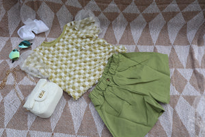 Green Puff 2pc Short Set