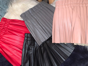 Faux Leather Hollywood Pleated Skirt