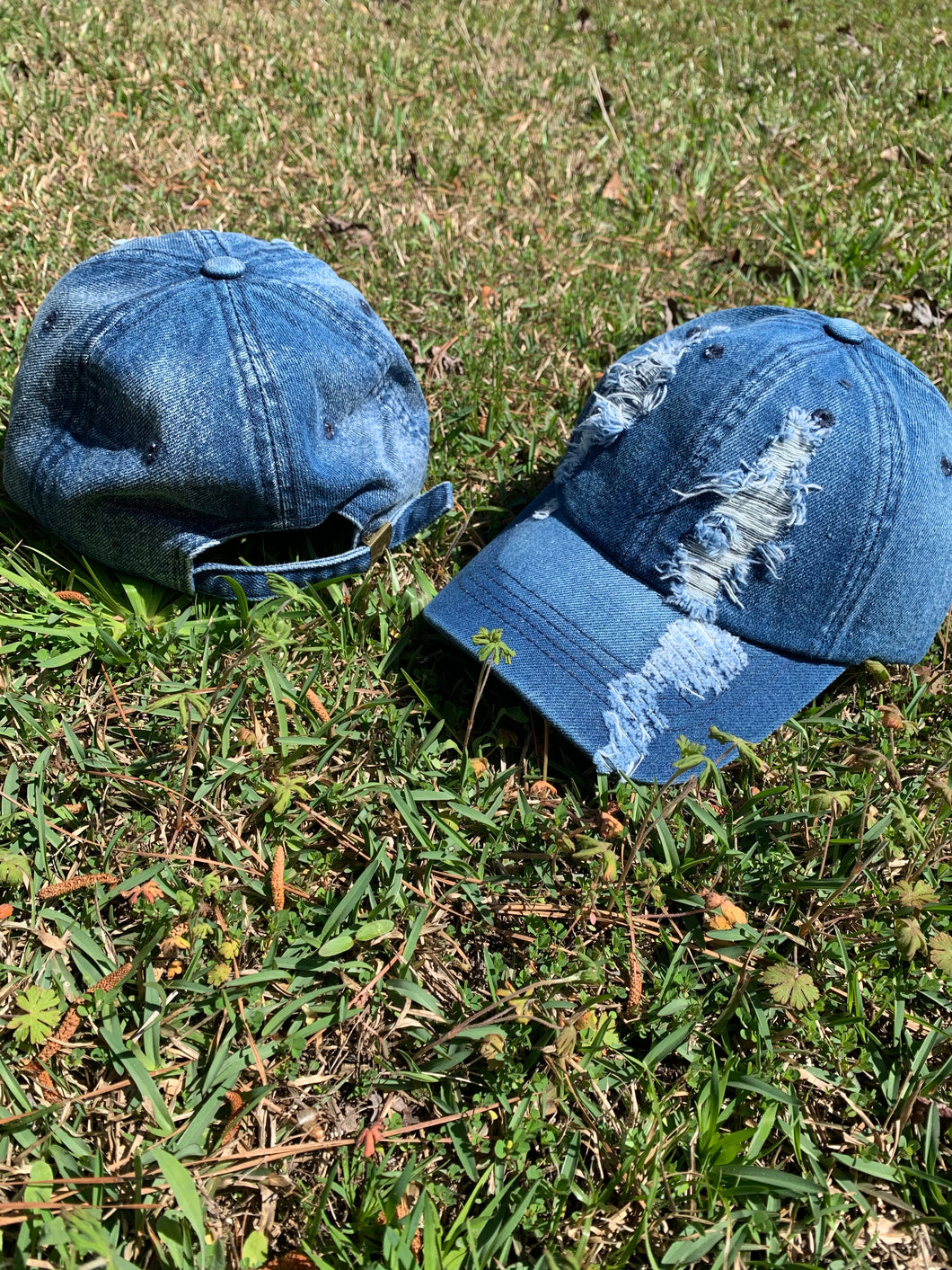 Denim Distressed Big Girl Cap