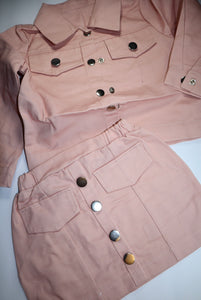 Denim Pink Skirt Set