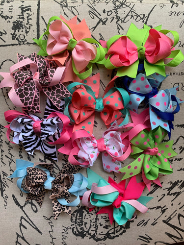 Hair Bows - 3/4inch Color Blend