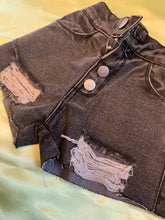 Load image into Gallery viewer, Denim Distressed Black Mini Shorts