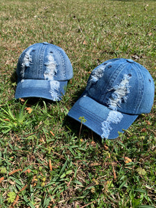 Denim Distressed Big Girl Cap