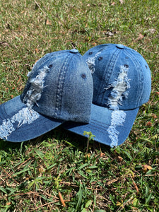 Denim Distressed Big Girl Cap